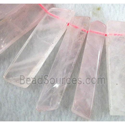 Rose Quartz collar beads, stick, pink, top drilled