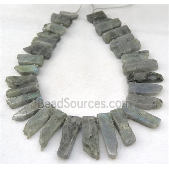 labradorite collar bead, stick, top drilled