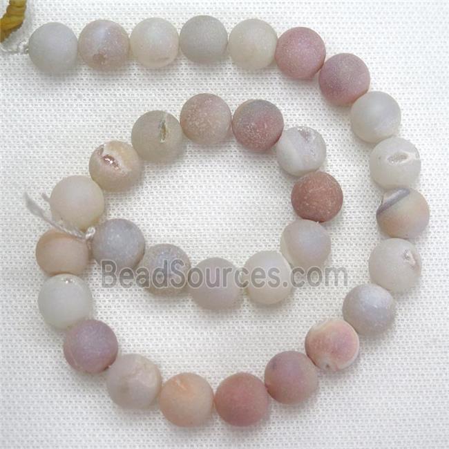 round Agate Druzy Beads, natural color