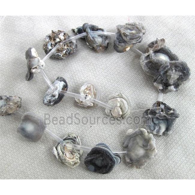 natural agate beads with druzy, freeform