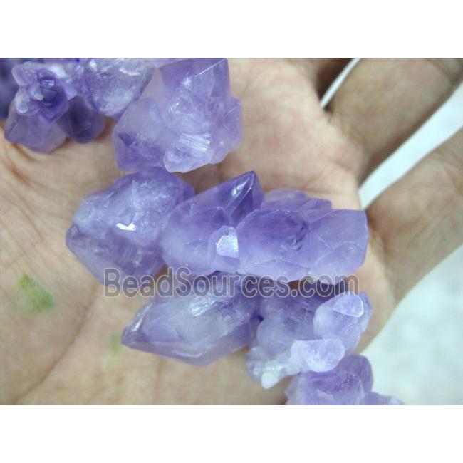 cluster point Natural Chalcedony Beads, freeform, purple