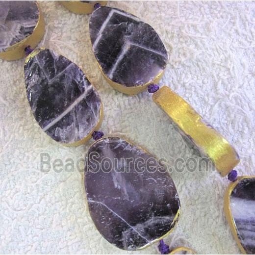 dog-tooth amethyst beads, teardrop, polished