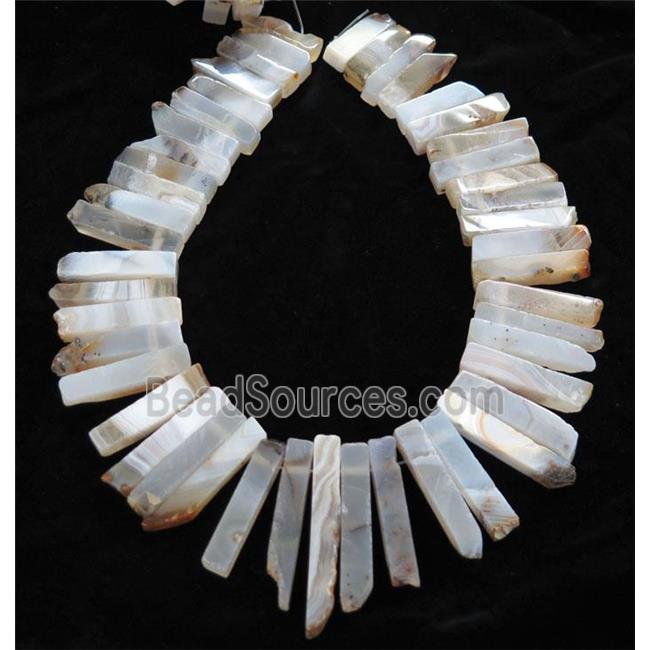 Chinese Heihua Agate collar beads, freeform, stick