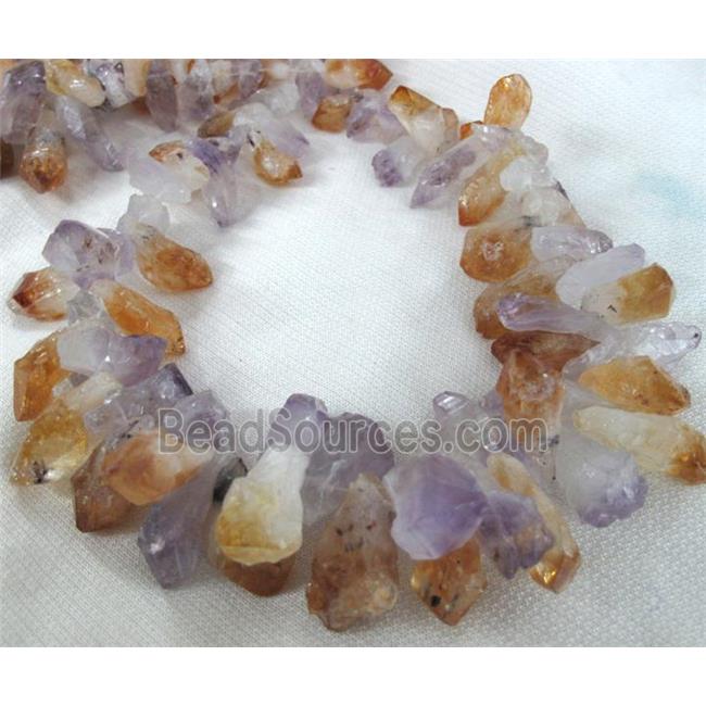 natural citrine and amethyst beads, teardrop nugget