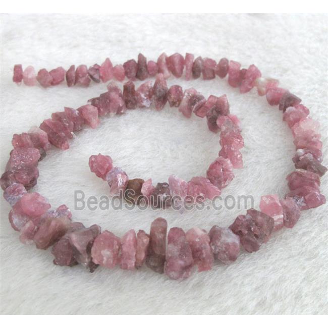 pink tourmaline chip beads, freeform