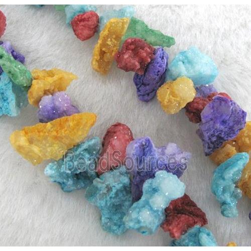 druzy agate beads, freeform, mixed color