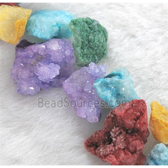 druzy agate beads, freeform, mixed color