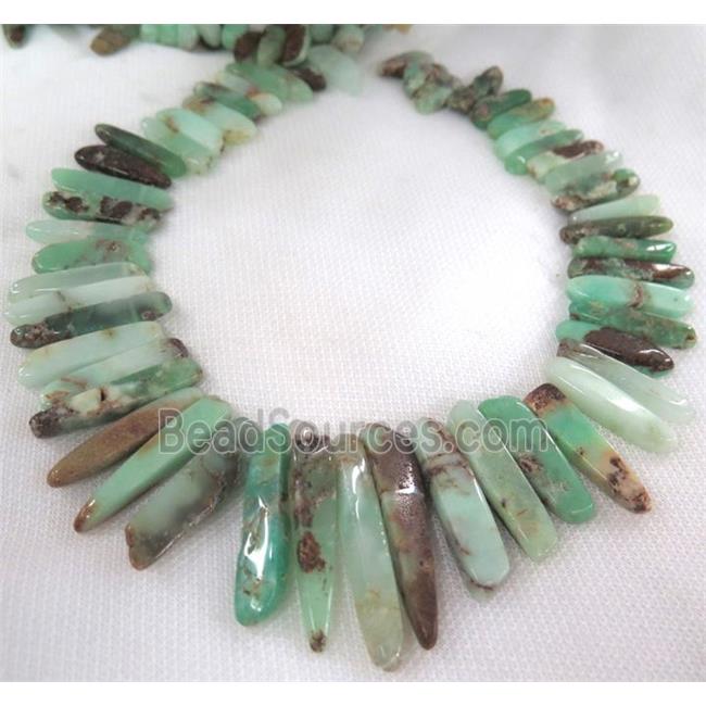 Australian Chrysoprase beads, stick, green