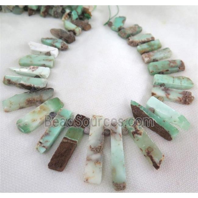 natural Australian Chrysoprase beads, stick, freeform