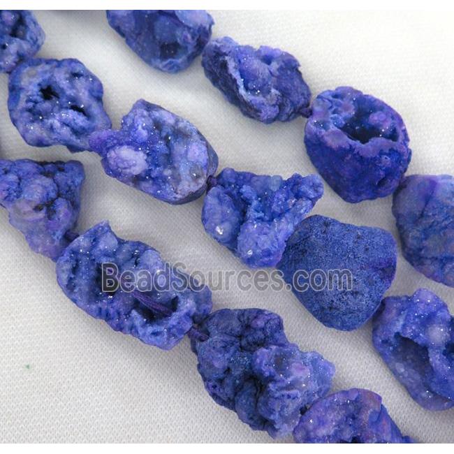 druzy agate bead, freeform, purple