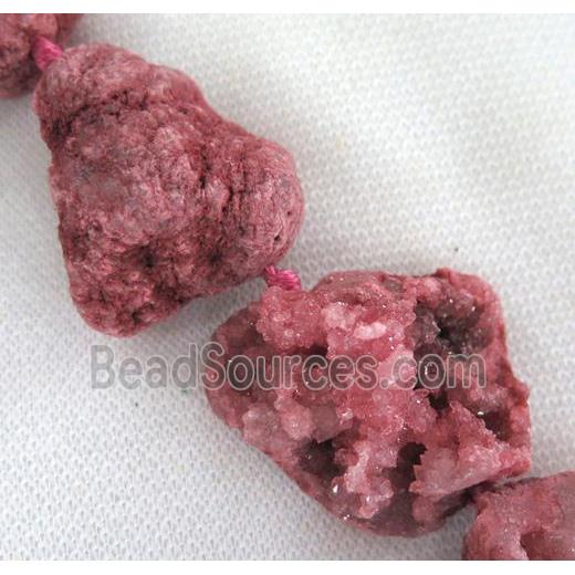 druzy agate beads, freeform, pink