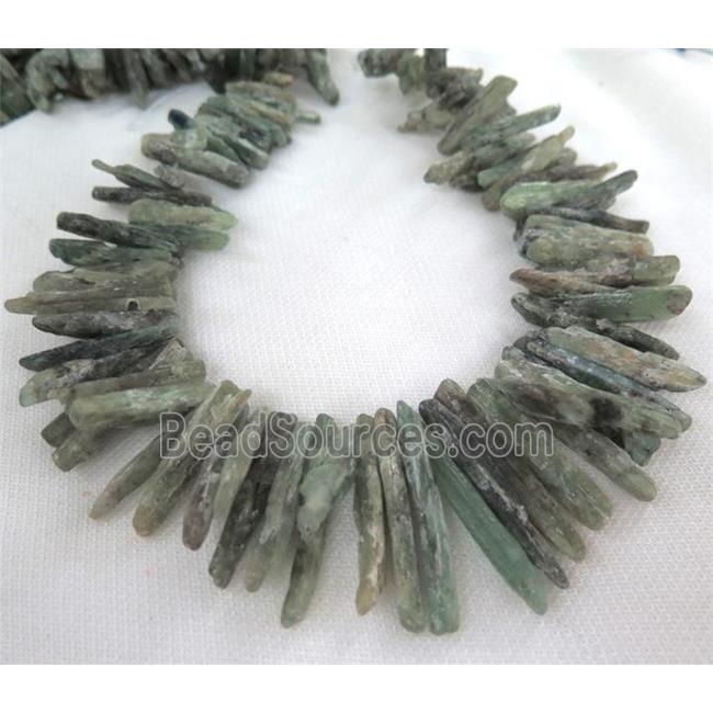 Green Kyanite beads, stick, freeform