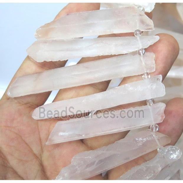 Clear Quartz stick beads, matte