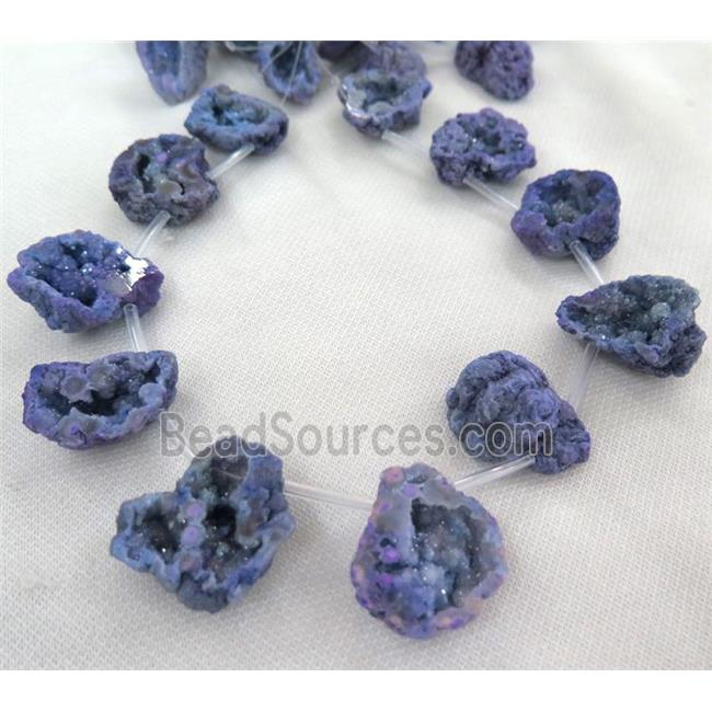 purple druzy agate beads, freeform