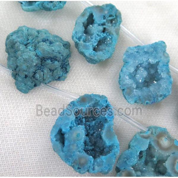 blue Agate Druzy Beads, freeform