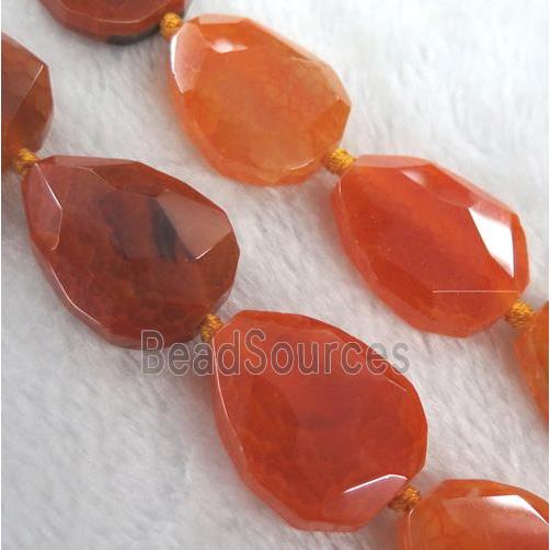 agate bead, faceted teardrop, orange