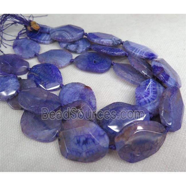 purple Agate Slice Beads, faceted freeform