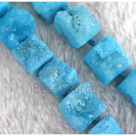 blue druzy quartz square beads