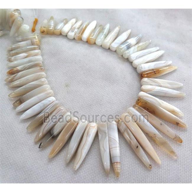 white agate bullet beads