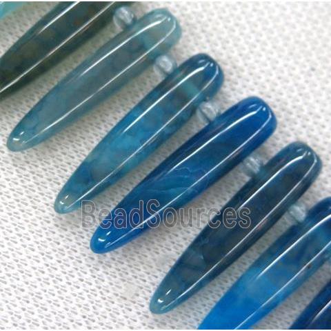 agate bullet bead, blue