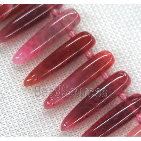 agate bullet bead, red