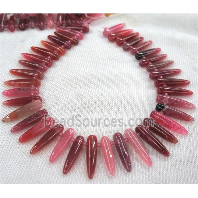 agate bullet bead, red