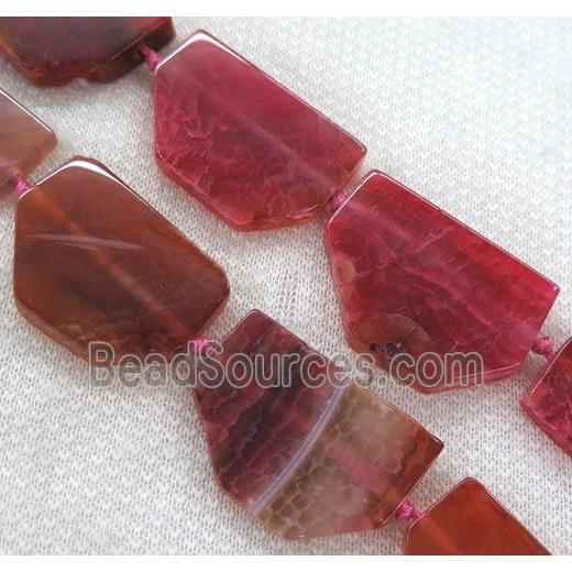 red agate hexagon beads