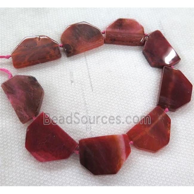 red agate hexagon beads