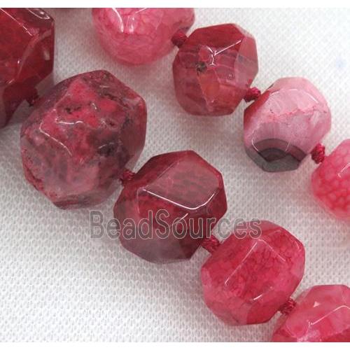 red agate bead, faceted freeform