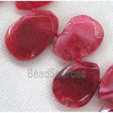 red agate beads, faceted teardrop, top-drilled