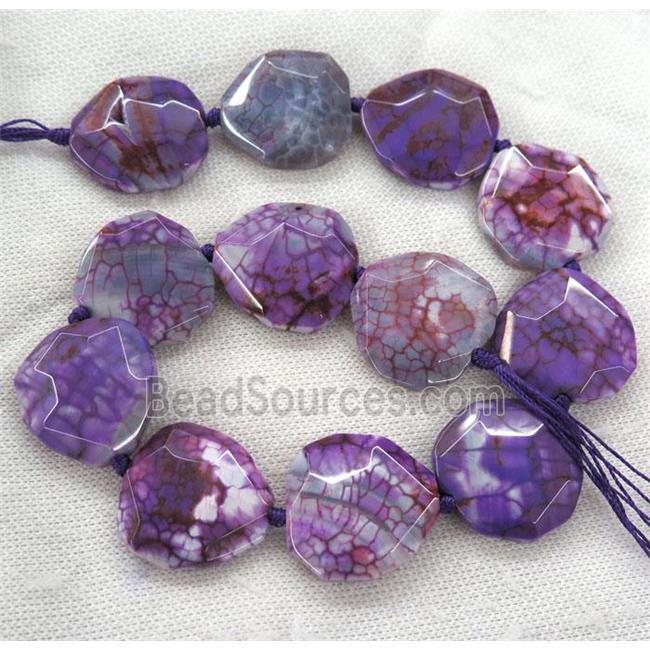 purple Dragon Veins Agate beads, faceted freeform