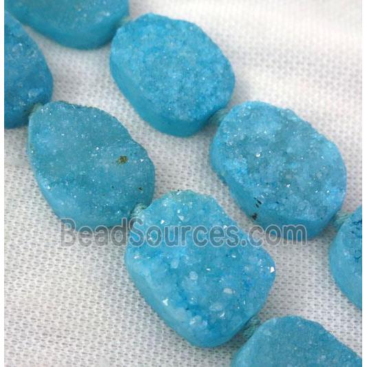 blue druzy quartz beads, freeform