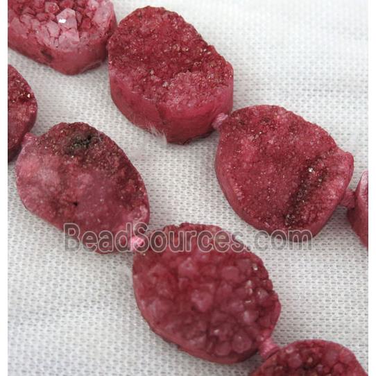 red druzy quartz beads, freeform