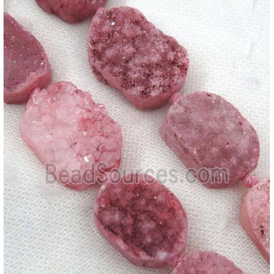 pink druzy quartz bead, freeform