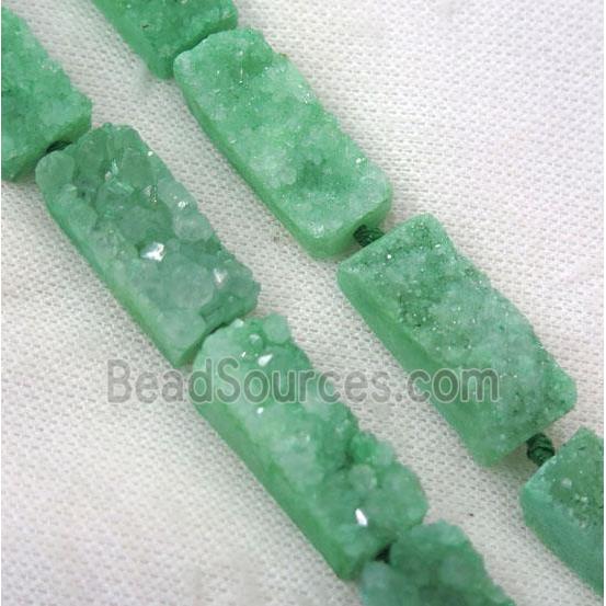 green druzy quartz bead, rectangle