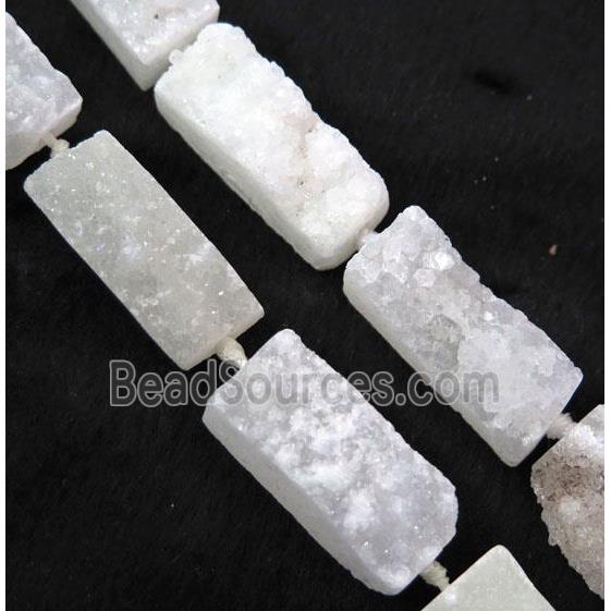 white druzy quartz beads, rectangle