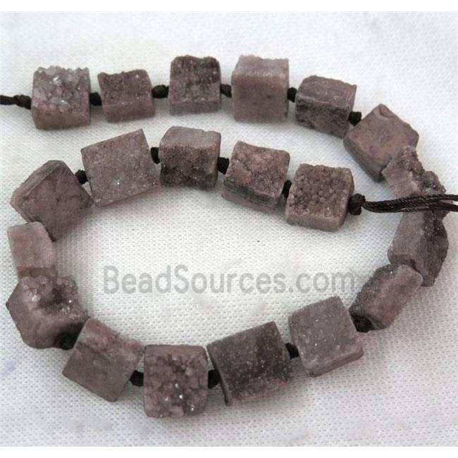 coffee druzy quartz bead, square