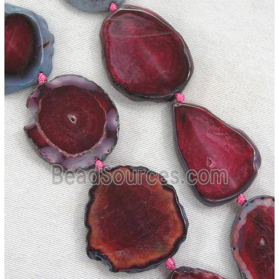 red Agate slice bead, flat freeform