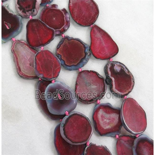 red Agate slice bead, flat freeform