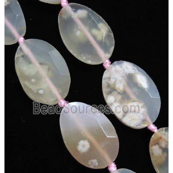 natural Cherry Agate beads, faceted oval