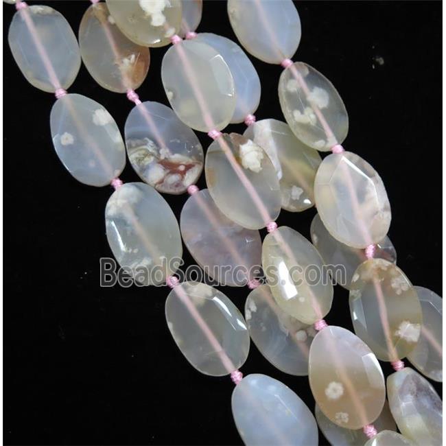 natural Cherry Agate beads, faceted oval