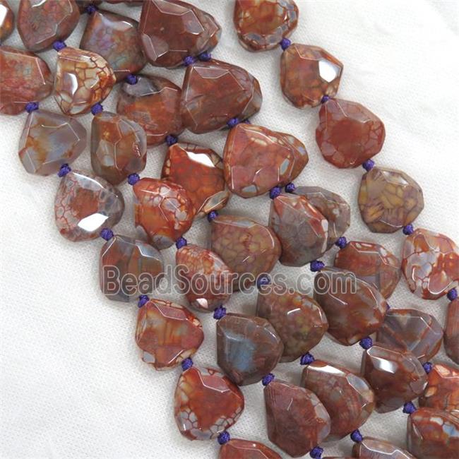 purpleOrange Dragonveins Agate beads, faceted heart