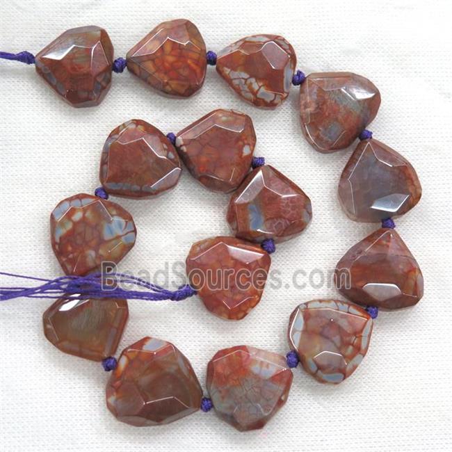 purpleOrange Dragonveins Agate beads, faceted heart