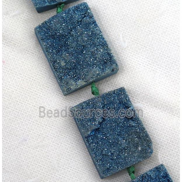 green Druzy Quartz beads, rectangle