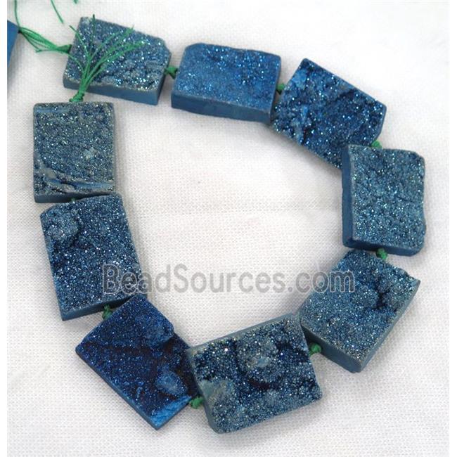 green Druzy Quartz beads, rectangle