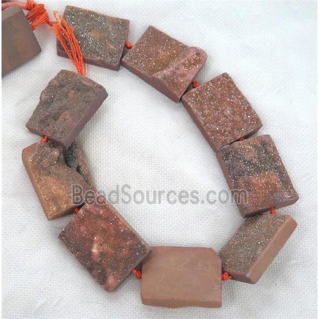 champagne Druzy Quartz beads, rectangle