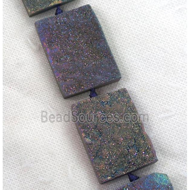 rainbow Druzy Quartz beads, rectangle