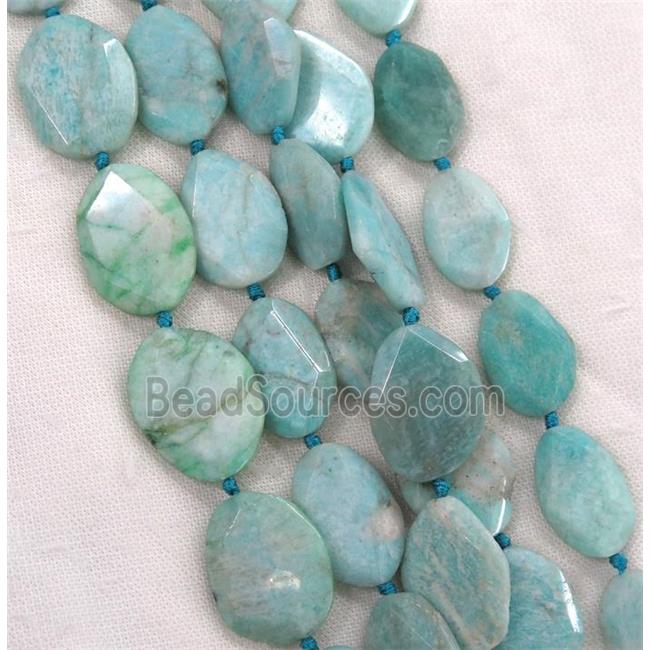 blue Amazonite beads, faceted freeform