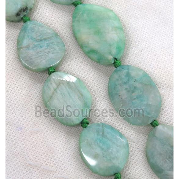 green Amazonite beads, faceted freeform