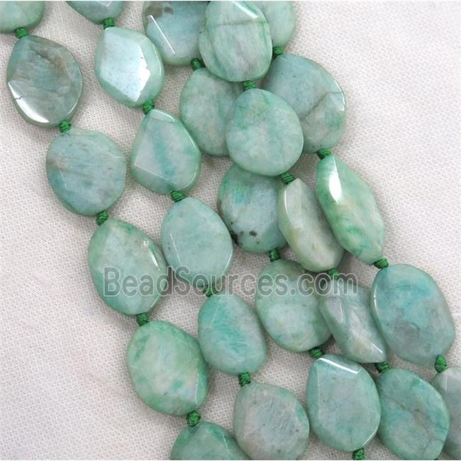 green Amazonite beads, faceted freeform